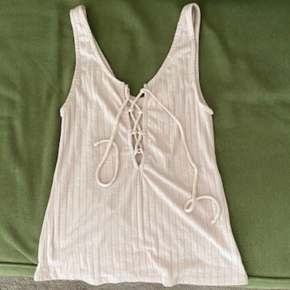 Project Social T Tops - Project Social T Lace Up Tank Light Pink